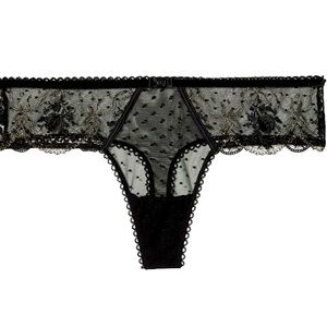 Victoria's Secret Very Sexy Sheer Lace Mesh  Thong Panty Rose and Bows black